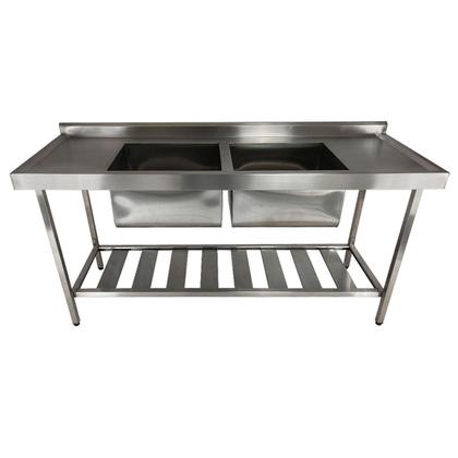 Imagem de Pia Aço Inox Industrial 180x60x90 cm Cuba Dupla