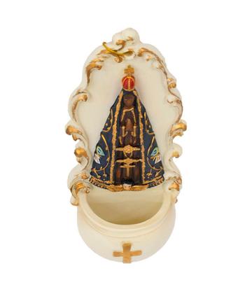 Imagem de Pia Água Benta Nossa Senhora Aparecida 21cm - Enfeite Resina