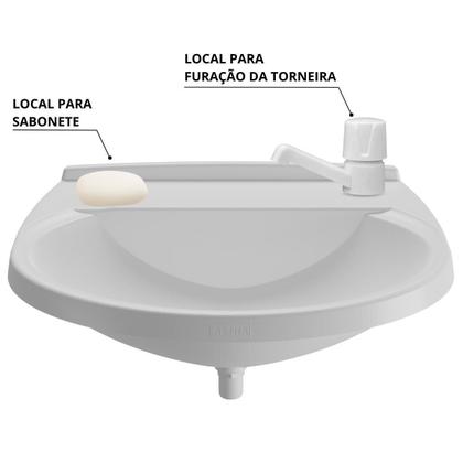 Imagem de Pia Banheiro 8L + Kit Banheiro + Engate + Torneira + Sifão