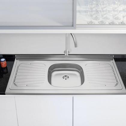 Imagem de Pia Cozinha De Apoio Em Aço Inox 120x52cm New Raggi Com Válvula E Sifão Tramontina