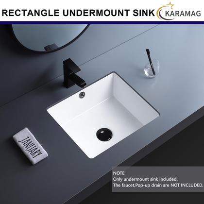 Imagem de Pia de banheiro KARAMAG 14 polegadas Undermount retangular branca