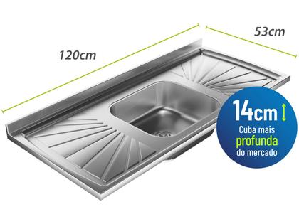 Imagem de Pia de Cozinha Com Válvula Inox GNX 120x53cm PIA10001