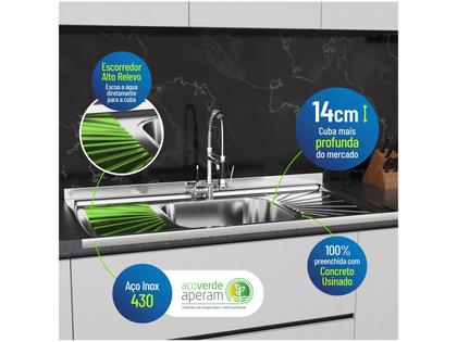 Imagem de Pia de Cozinha Com Válvula Inox GNX 120x53cm PIA10001