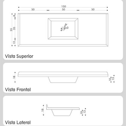 Imagem de Pia De Cozinha Mármore Sintético 150x55cm Multimóveis CR20481 Preto