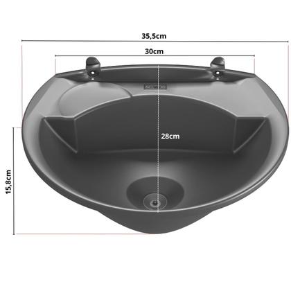 Imagem de Pia Lavatório 4L Cinza + Sifão Sanfonado + Torneira + Engate