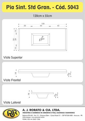 Imagem de Pia Sintética Para Cozinha 120cm x 55cm AJ Rorato