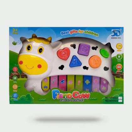 Imagem de Pianinho Bebe Brinquedo Infantil Educativo Musical Baby - Vaquinha (Branco)