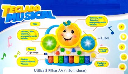 Imagem de Pianinho Bebe Brinquedo Infantil Educativo Piano Tambor Musical