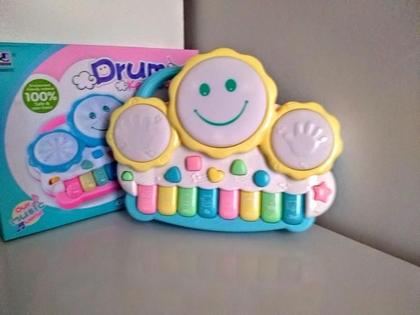 Imagem de Piano Bebê Drum Infantil Musical Luminoso Sonoro Teclado.