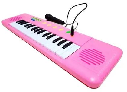 Imagem de Piano Brinquedo Musical Karaokê Teclado Infantil com Microfone - Rosa