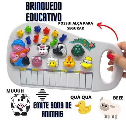 Imagem de Piano de Brinquedo Educativo Teclado Infantil Animais da Fazenda Pilha