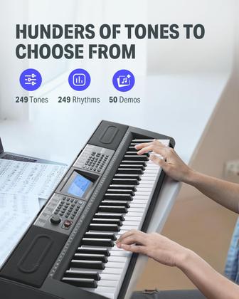 Imagem de Piano de Teclado Donner DEK-610S 61 Teclas - com Suporte, Banqueta e Microfone
