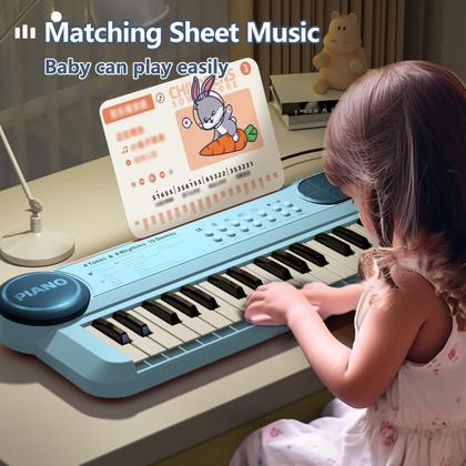 Piano de teclado ZMZS 37 teclas com microfone e suporte de música