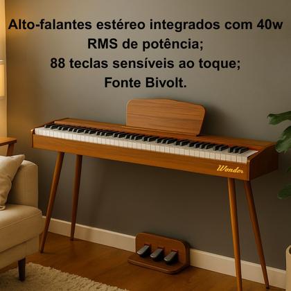 Imagem de Piano Digital Wonder WR-60 88 Teclas Marrom