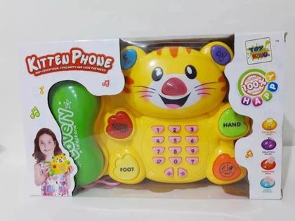 Imagem de Piano Gato Telefone Musical Infantil Teclado Baby Com Luz