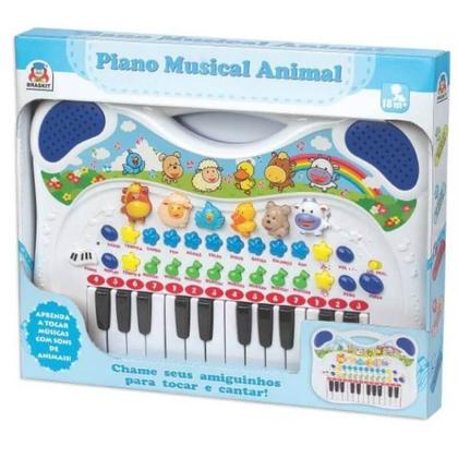 Imagem de Piano Infantil Musical Animal Azul - Braskit