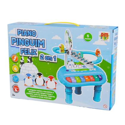 Imagem de Piano Pinguim Feliz 2 Em 1 Diversão Infantil Teclado Luz Som