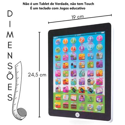 Imagem de Piano Tablet 62 Teclas Jogos Perguntas Palavras Alfabeto Educativo Azul