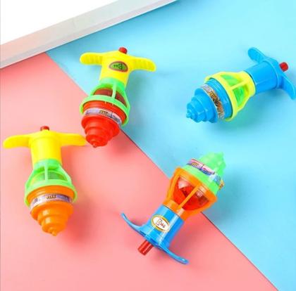 Imagem de Pião com Lançador Luz Brilhar Colorido Giratório Brinquedos Infantil para Crianças Disparador Automático Girar