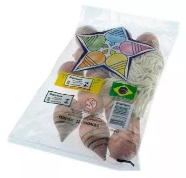 Imagem de Pião Madeira Com Fieira 12 Unidades Brinquedo Antigo