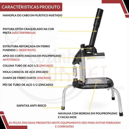 Imagem de Picador Cortador de Legumes E Batata Cabrita Reforçado + Lamina 10mm 