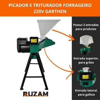Imagem de Picador Triturador de Grãos Capim Silagem e Residuos 2,0HP 220V Potente para Usar no Sitio