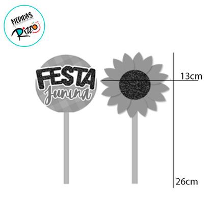 Imagem de Pick Decorativo - Festa Junina e Girassol - 26cm - 2 unidades - Grinfest - Rizzo
