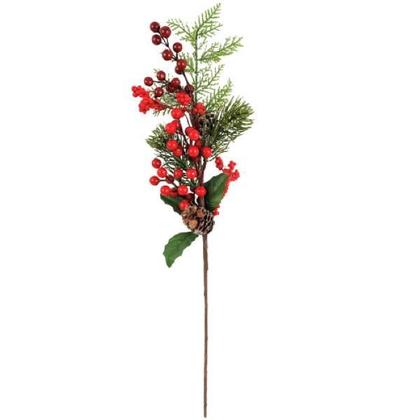 Imagem de Pick Natal Folhagem Cereja Pinha 63x20x9cm - Inigual Decor