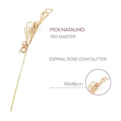 Imagem de Pick Natalino Espiral Rose Glitter 90x18cm