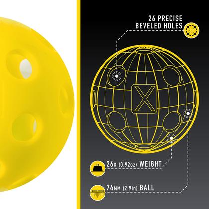 Imagem de Pickleball Franklin Sports X-26 Indoor, pacote com 12 unidades, amarelo