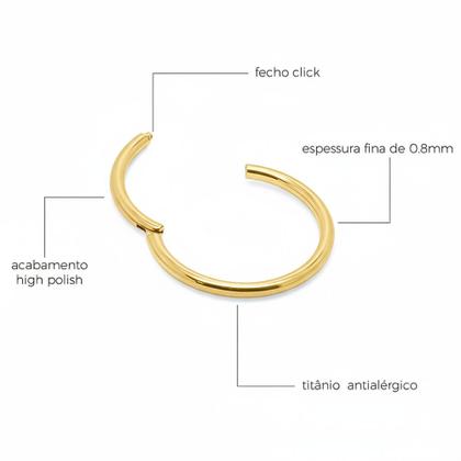 Imagem de Piercing Argola Articulada em Titânio com 0.8mm para Aba Nasal - Fininha