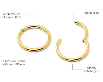 Imagem de Piercing Argola Articulada em Titânio PVD Dourado
