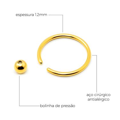 Imagem de Piercing Captive Aço Cirúrgico Dourado PVD