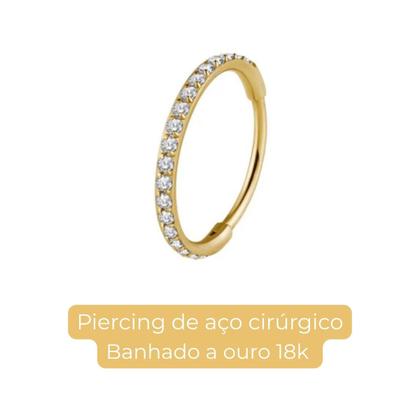 Imagem de Piercing Conch Dourado Cravejado Aço Banhado Ouro Delicado
