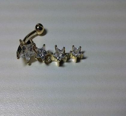Imagem de Piercing De Umbigo Dourado Ouro Pendurado Estrela Invertido