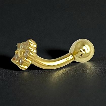 Imagem de Piercing Hook Trágus Cartilagem Flor Pedra Ouro 18K 03602 k040