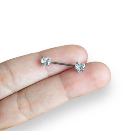 Imagem de Piercing Mamilo Titânio Coração Com Pedra Zircônia