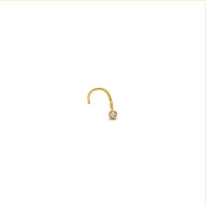 Imagem de Piercing Nariz Em Ouro 18k Nostril Com Pedra Zircônia 1,50mm Ponto Luz