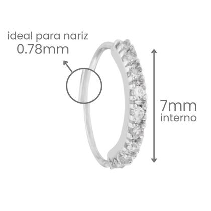 Imagem de Piercing Nostril Cravejado Fino Prata legitíma 925 delicado