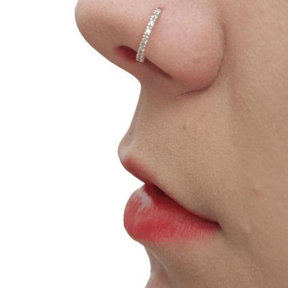 Imagem de Piercing Nostril Cravejado Fino Prata legitíma 925 delicado
