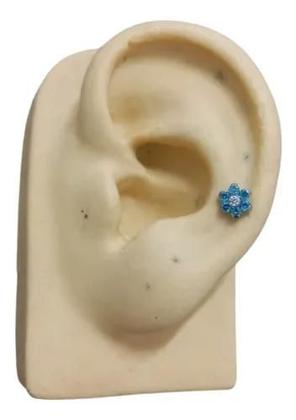 Imagem de Piercing Para Orelha Flor Com Pedra Cristal Em Titânio