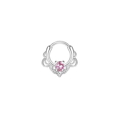 Imagem de Piercing septo modelo rosto pedra rosa detalhes vintage