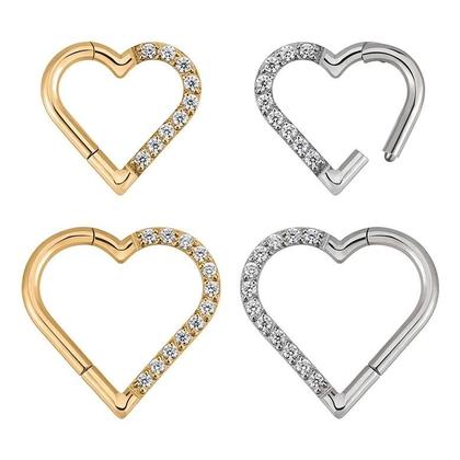 Imagem de Piercing Titânio Coração Daith Helix Click Cravejada 8 10mm