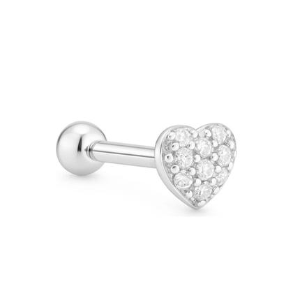 Imagem de Piercing Tragus Coração Cravejado Aço Cirurgico Delicado