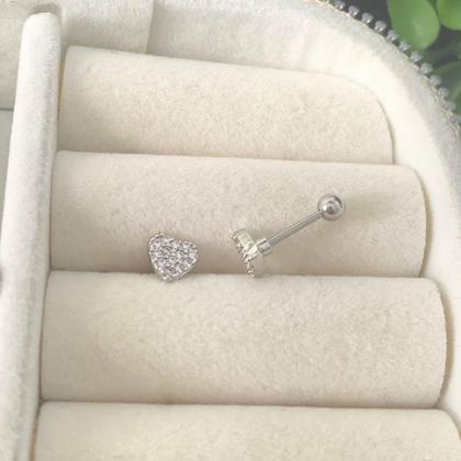 Imagem de Piercing Tragus Coração Cravejado Aço Cirurgico Delicado