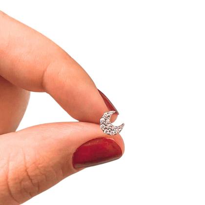 Imagem de Piercing Tragus Lua cravejado  zircônias rosca interna prata