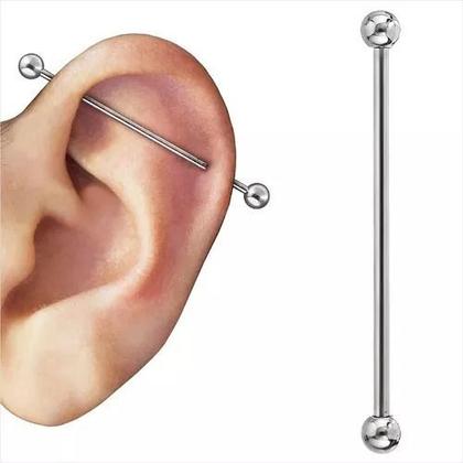 Imagem de Piercing Transversal Prata Titânio G23 40mm Hipoalergico 