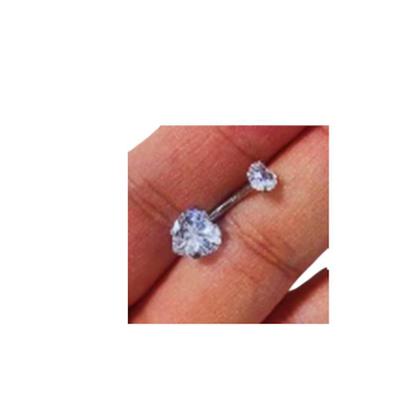 Imagem de Piercing Umbigo Aço Cirúrgico Zircônias Coração Duas Pontas