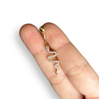 Imagem de Piercing Umbigo Cobra Serpente Aço Cirúrgico Com Pedra Zircônia
