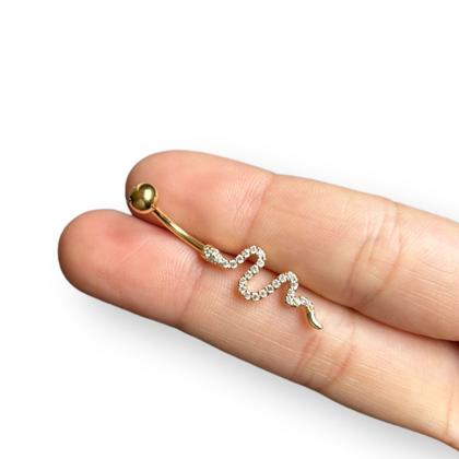 Imagem de Piercing Umbigo Cobra Serpente Aço Cirúrgico Com Pedra Zircônia